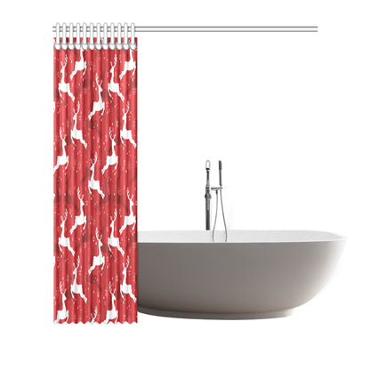 Reindeer Red Pattern Print Design 01 Shower Curtain