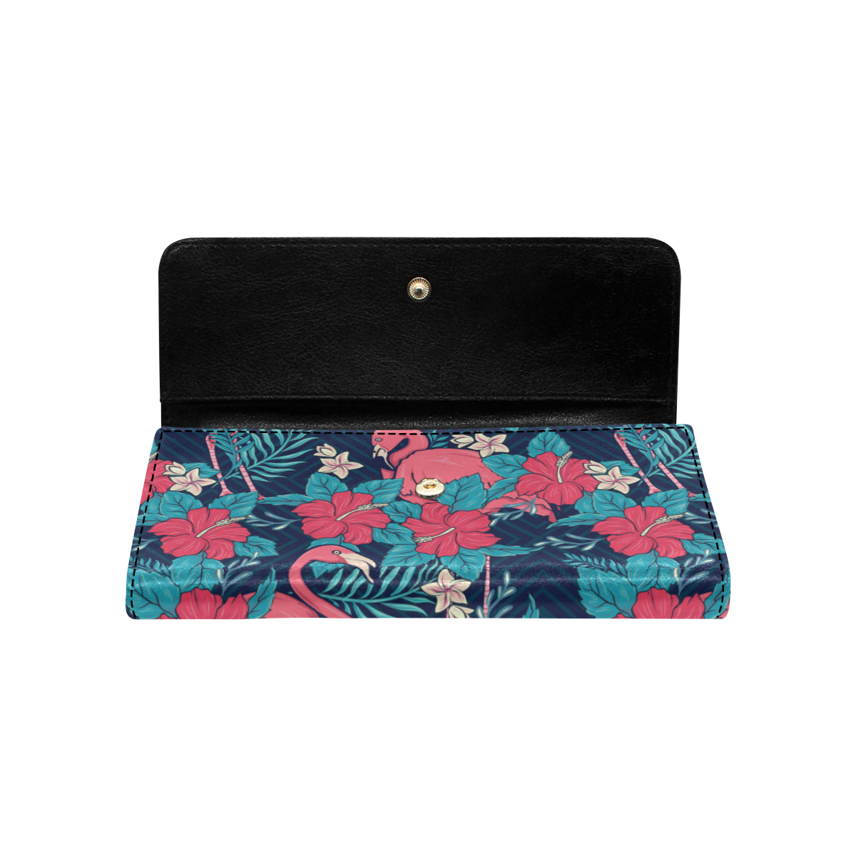 Flamingo Red Hibiscus  Pattern Women's Trifold Wallet