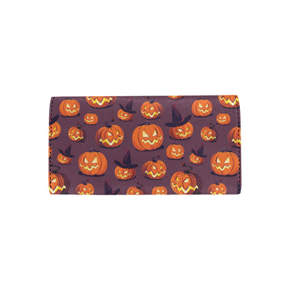 Halloween Pumpkin Pattern Print Design 03 Women's Trifold Wallet