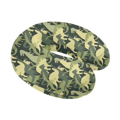 Camouflage Dinosaur Pattern Print Design 03 U-Shaped Travel Neck Pillow
