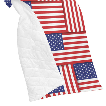 Patriotic US Flag Pattern Print Design A01 Premium Quilt