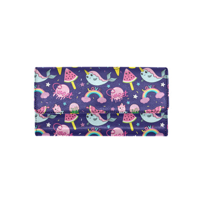 Narwhal Cute Pattern Print Design 02 Women's Trifold Wallet