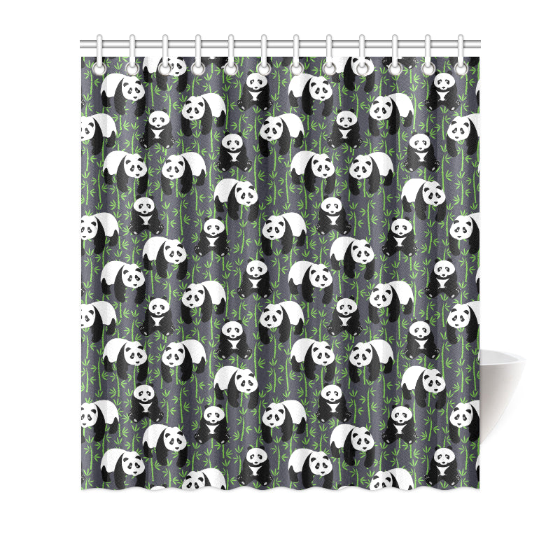 Panda Bear Bamboo Themed Print Shower Curtain