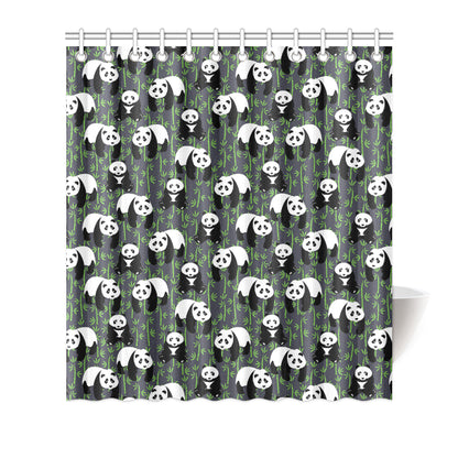 Panda Bear Bamboo Themed Print Shower Curtain