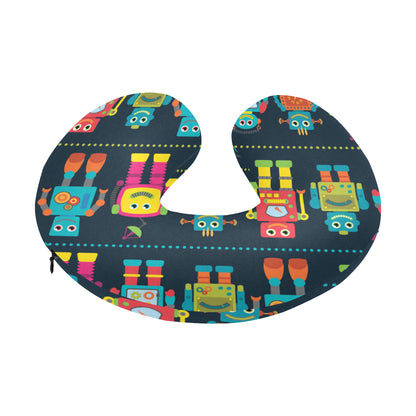 Robot Pattern Print Design A01 U-Shaped Travel Neck Pillow