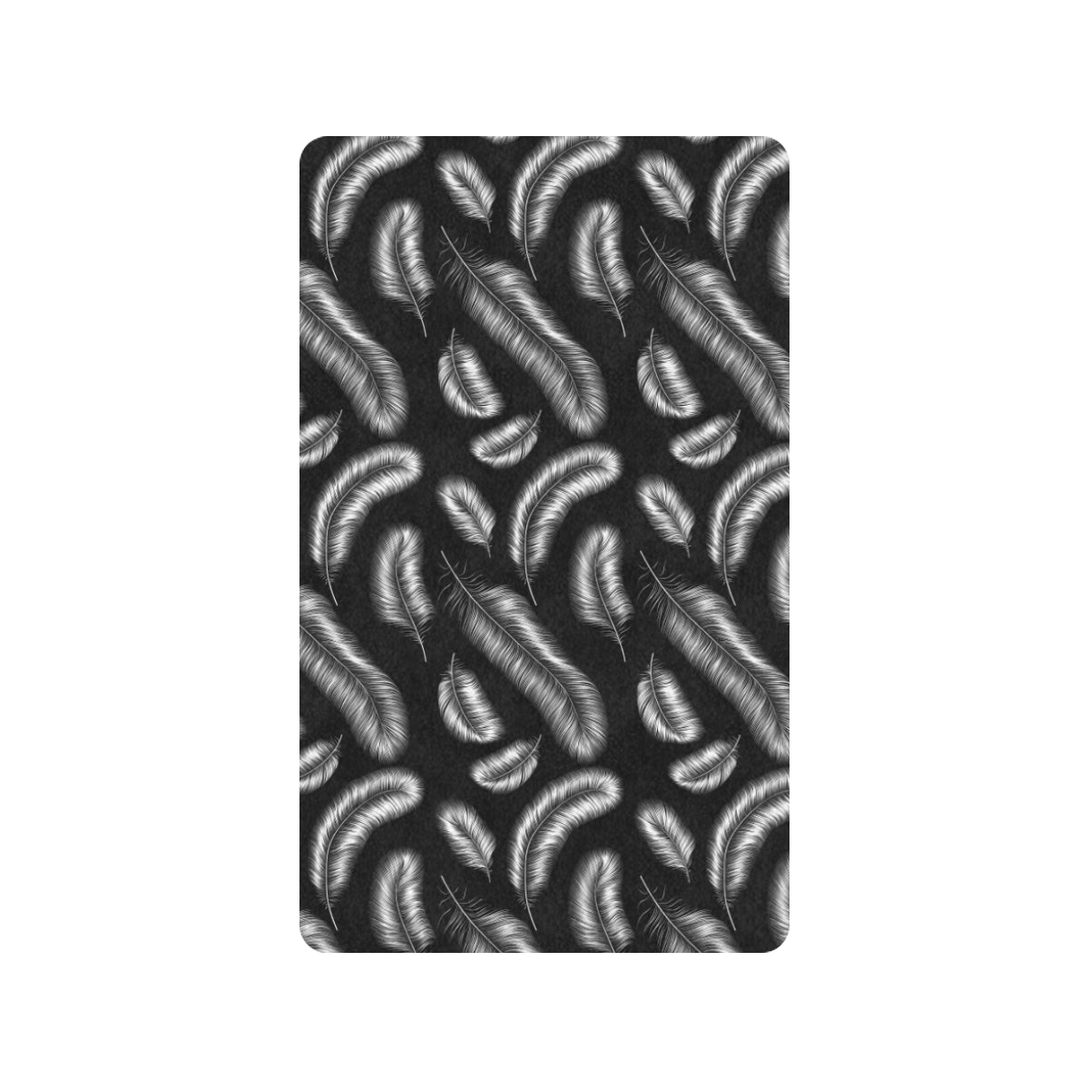 Feather Black White Design Print Rubber Doormat