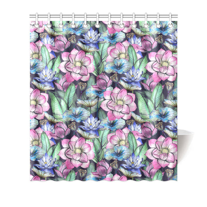Water Lily Pattern Print Design WL07 Shower Curtain