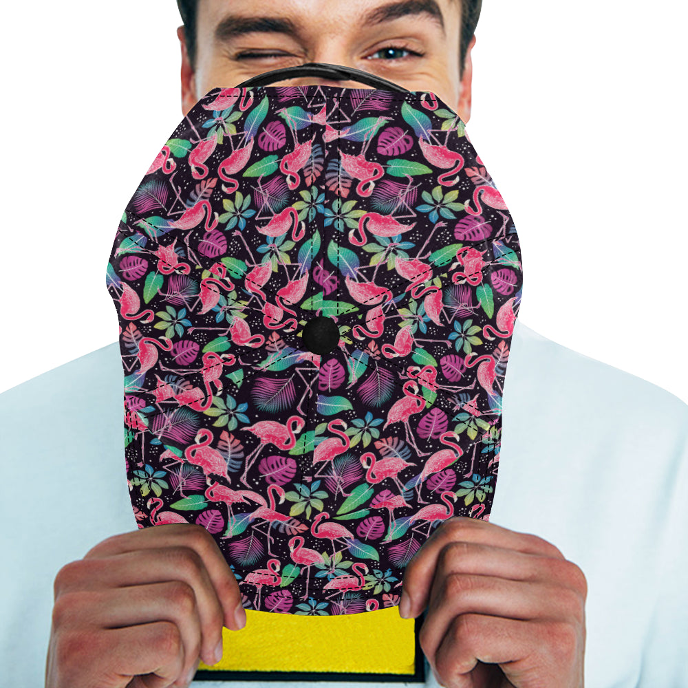 Flamingo Tropical leaves Neon Print Snapback Cap