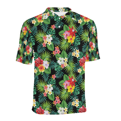 Hibiscus Hawaiian flower tropical Men Polo Shirt