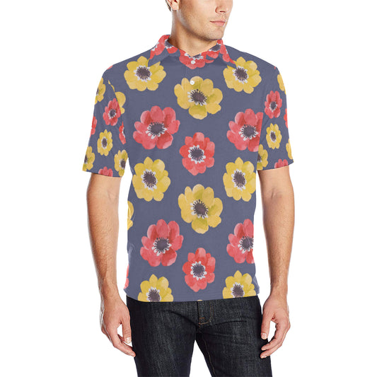 Anemone Pattern Print Design AM010 Men Polo Shirt