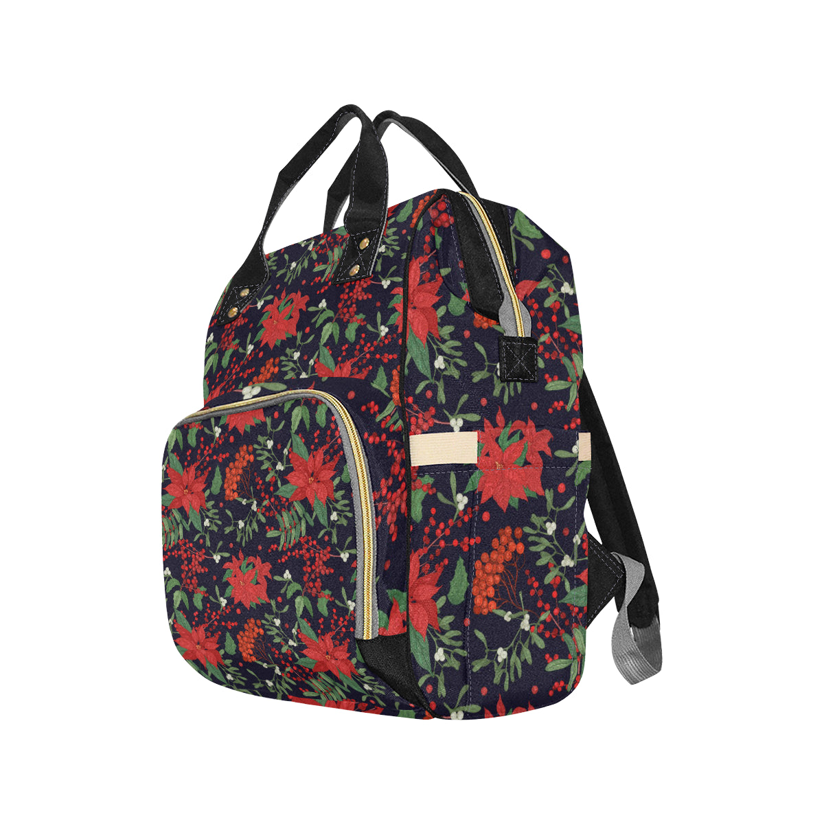 Poinsettia Pattern Print Design POT02 Diaper Bag Backpack
