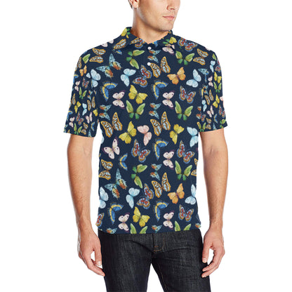 Butterfly Beautiful Print Pattern Men Polo Shirt