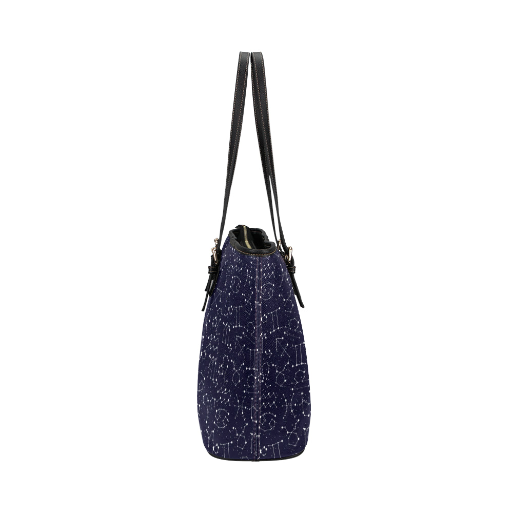 Zodiac Pattern Design Print Leather Tote Bag