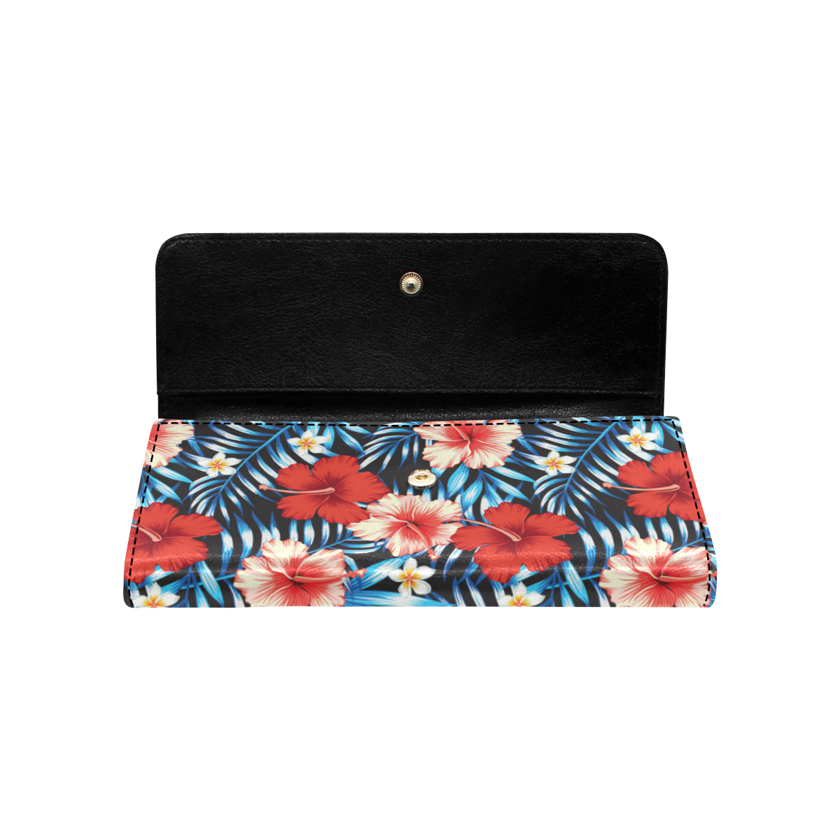 Red Hibiscus Blue Scene Women's Trifold Wallet