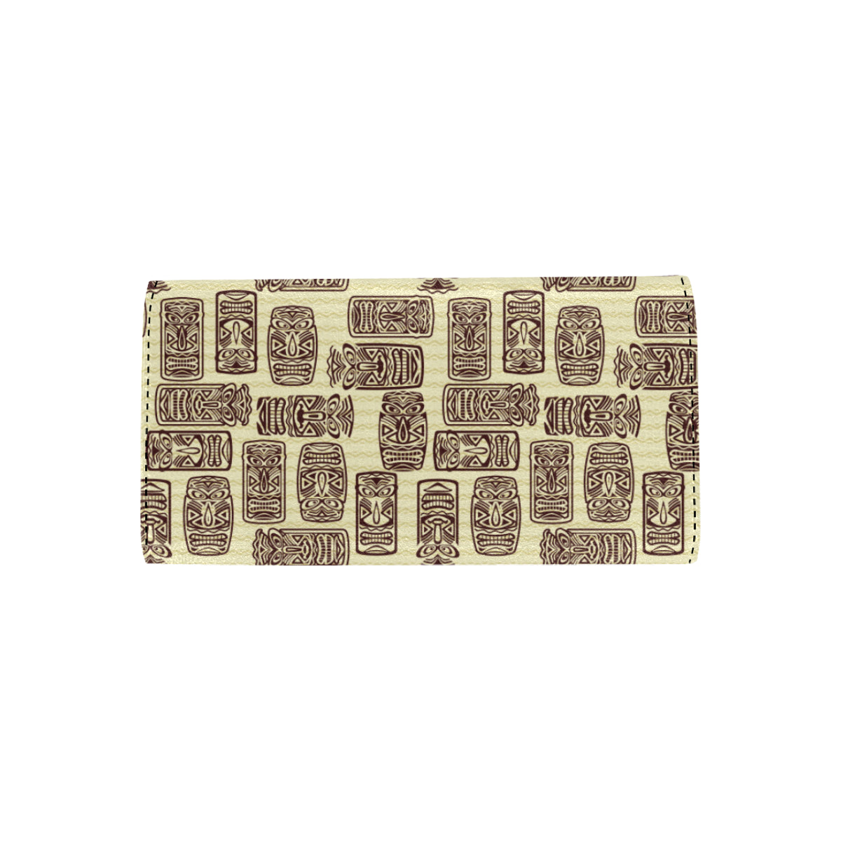 Tiki Brown Mask Print Women's Trifold Wallet