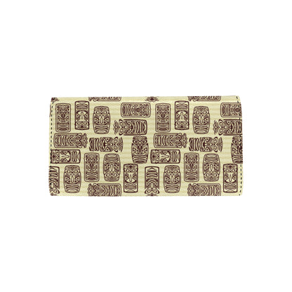 Tiki Brown Mask Print Women's Trifold Wallet