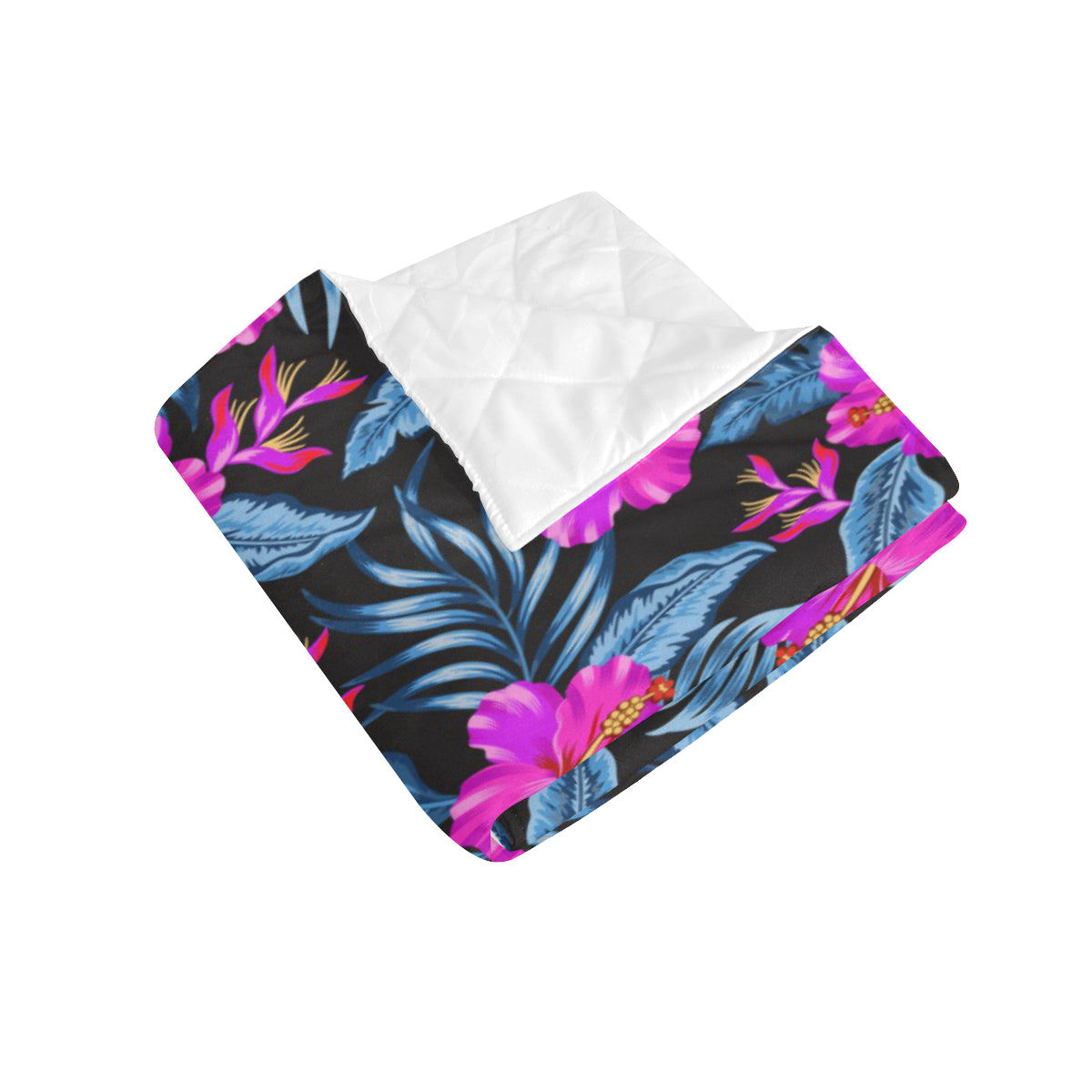 Neon Pink Hibiscus Pattern Print Design HB015 Premium Quilt