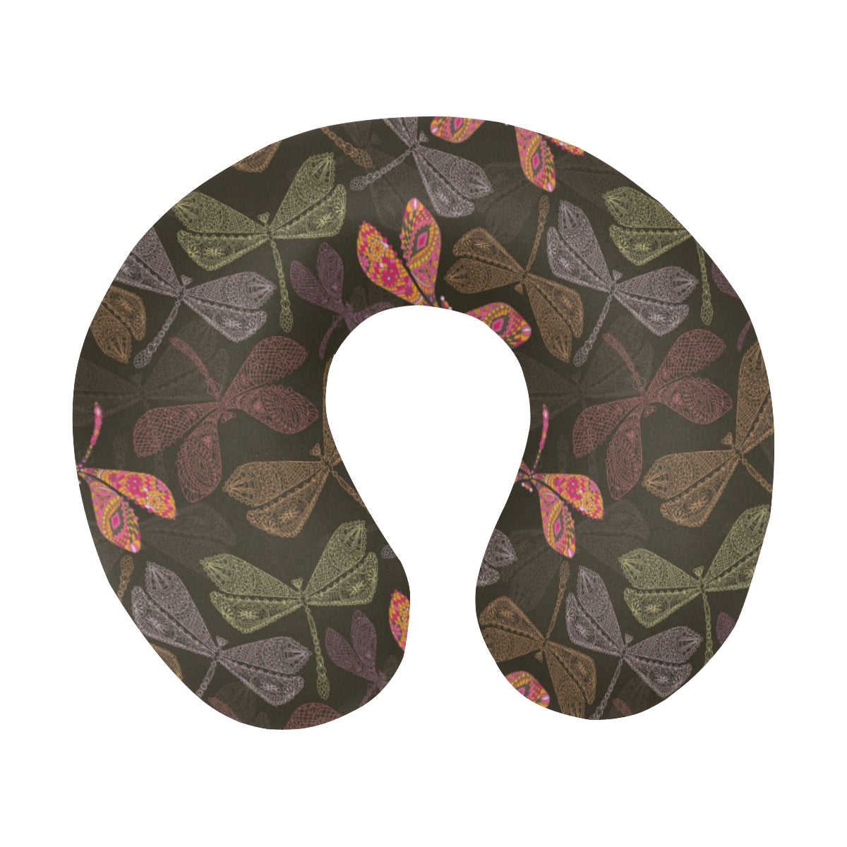 Dragonfly Pattern Print Design 02 U-Shaped Travel Neck Pillow
