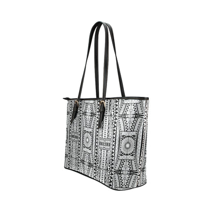 Polynesian Tattoo Design Leather Tote Bag