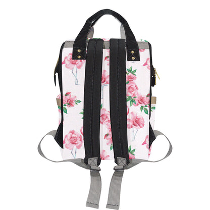 Flamingo Rose Pattern Diaper Bag Backpack
