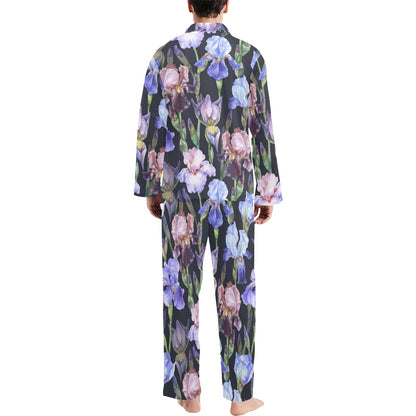 Iris Pattern Print Design IR04 Men's Long Pajama Set