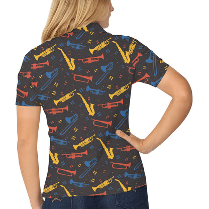 Saxophone Print Design LKS407 Women's Polo Shirt