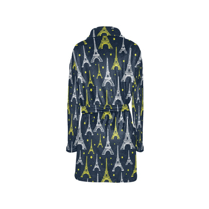 Eiffel Tower Star Print Women's Fleece Robe