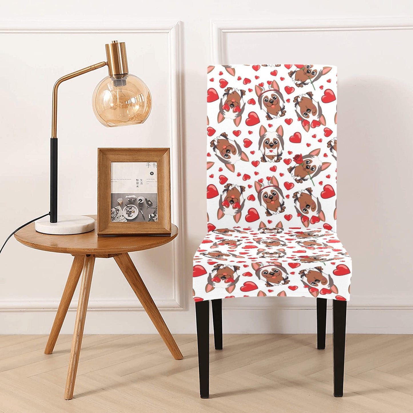 Silky Terriers Heart Print Design LKS302 Dining Chair Slipcover
