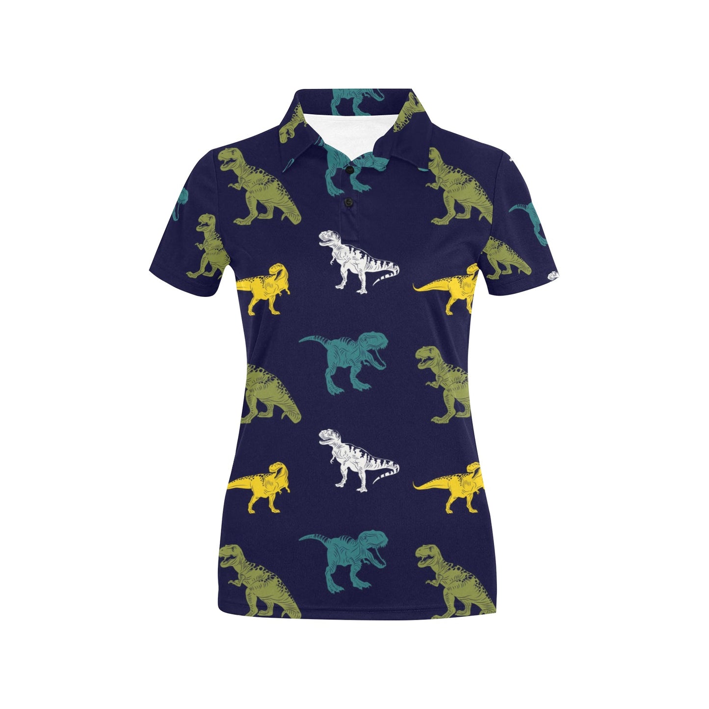 T Rex Pattern Print Design A07 Women's Polo Shirt