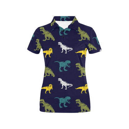 T Rex Pattern Print Design A07 Women's Polo Shirt