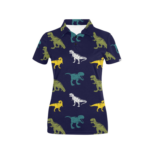 T Rex Pattern Print Design A07 Women's Polo Shirt