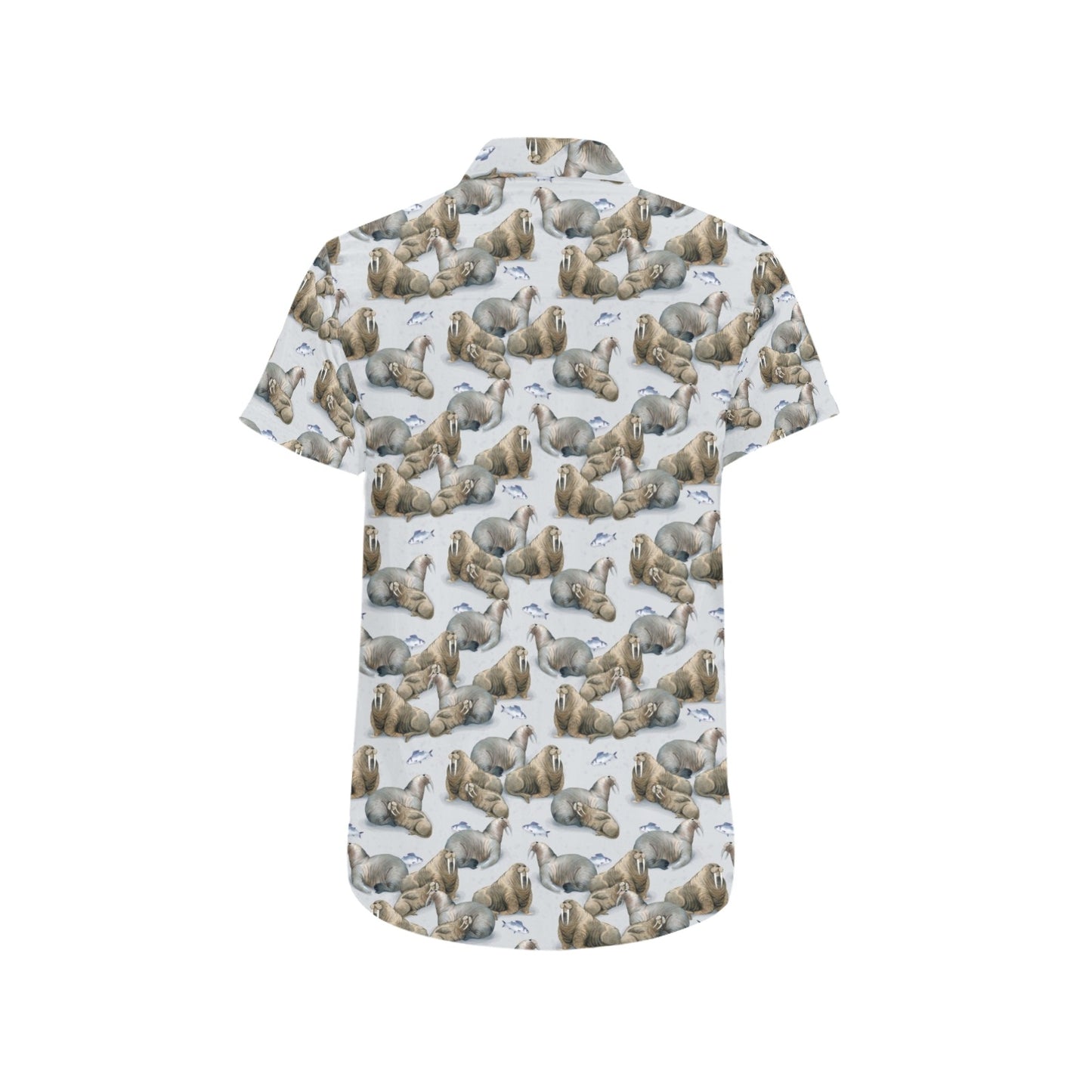 Walrus Print Design LKS401 Men Short Sleeve Button Up Shirt