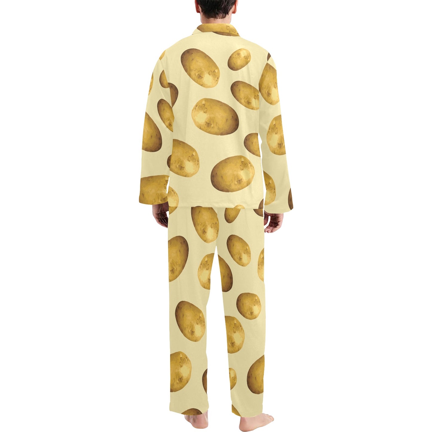 Potato Pattern Print Design A01 Men's Long Pajama Set