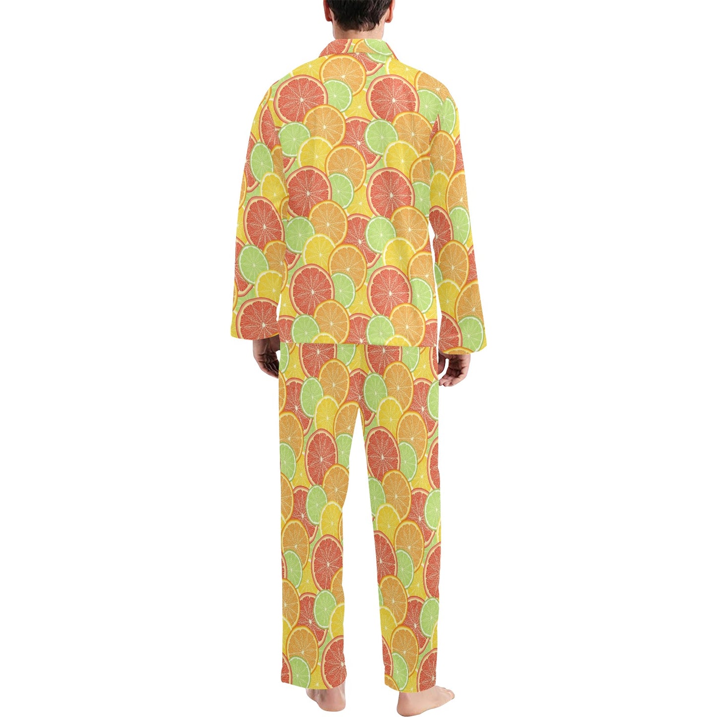 Grapefruit Pattern Print Design GF01 Men's Long Pajama Set