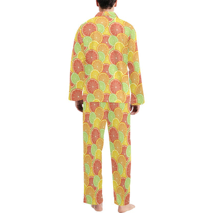 Grapefruit Pattern Print Design GF01 Men's Long Pajama Set