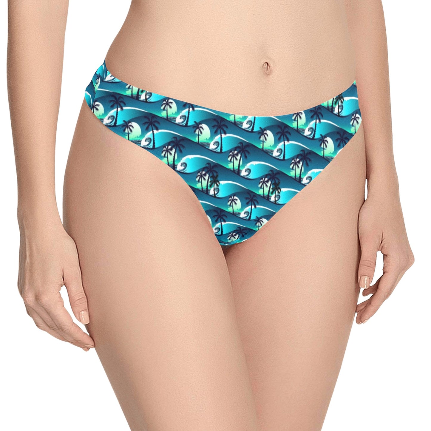 Beach Wave Design Print Women's Thongs