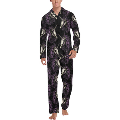 Unicorn Skull head Men's Long Pajama Set