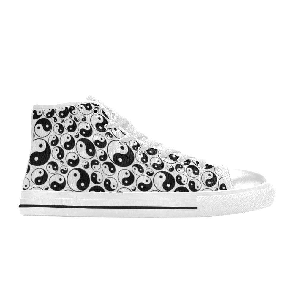 Yin Yang Print Design LKS302 Men's High Top Canvas Shoes