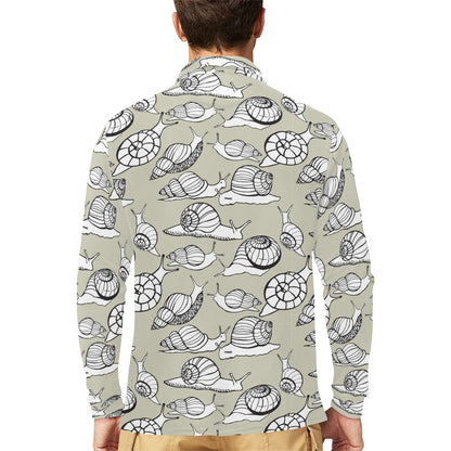 Snail Pattern Print Design 03 Long Sleeve Polo Shirt For Men's