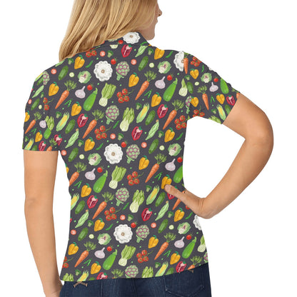 Vegan Pattern Themed Design Print Women's Polo Shirt