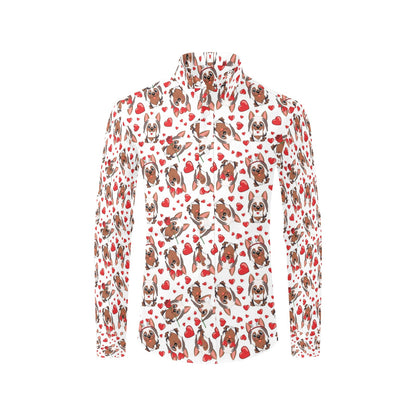Silky Terriers Heart Print Design LKS302 Men's Long Sleeve Dress Shirt