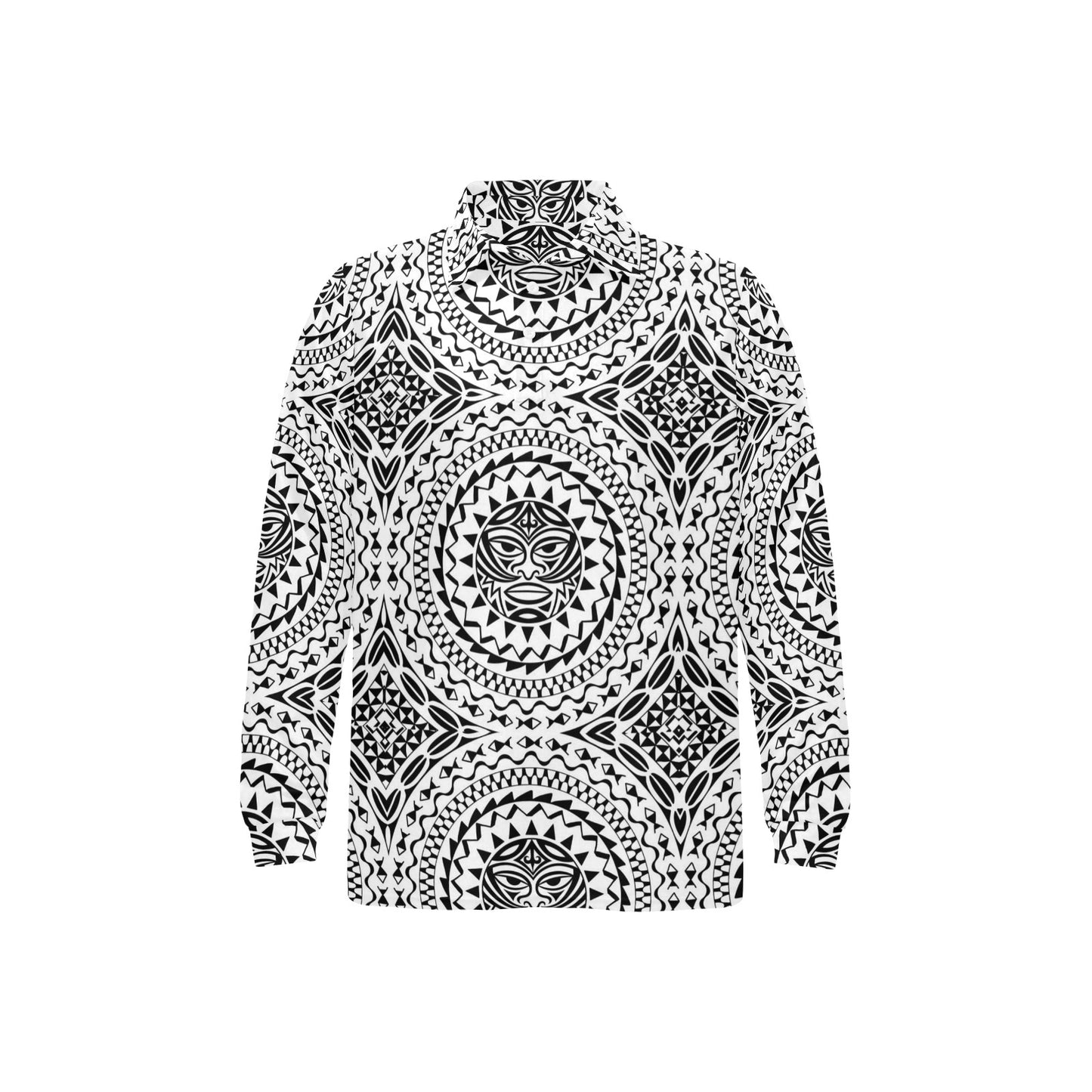 Polynesian Tribal Mask Long Sleeve Polo Shirt For Men's