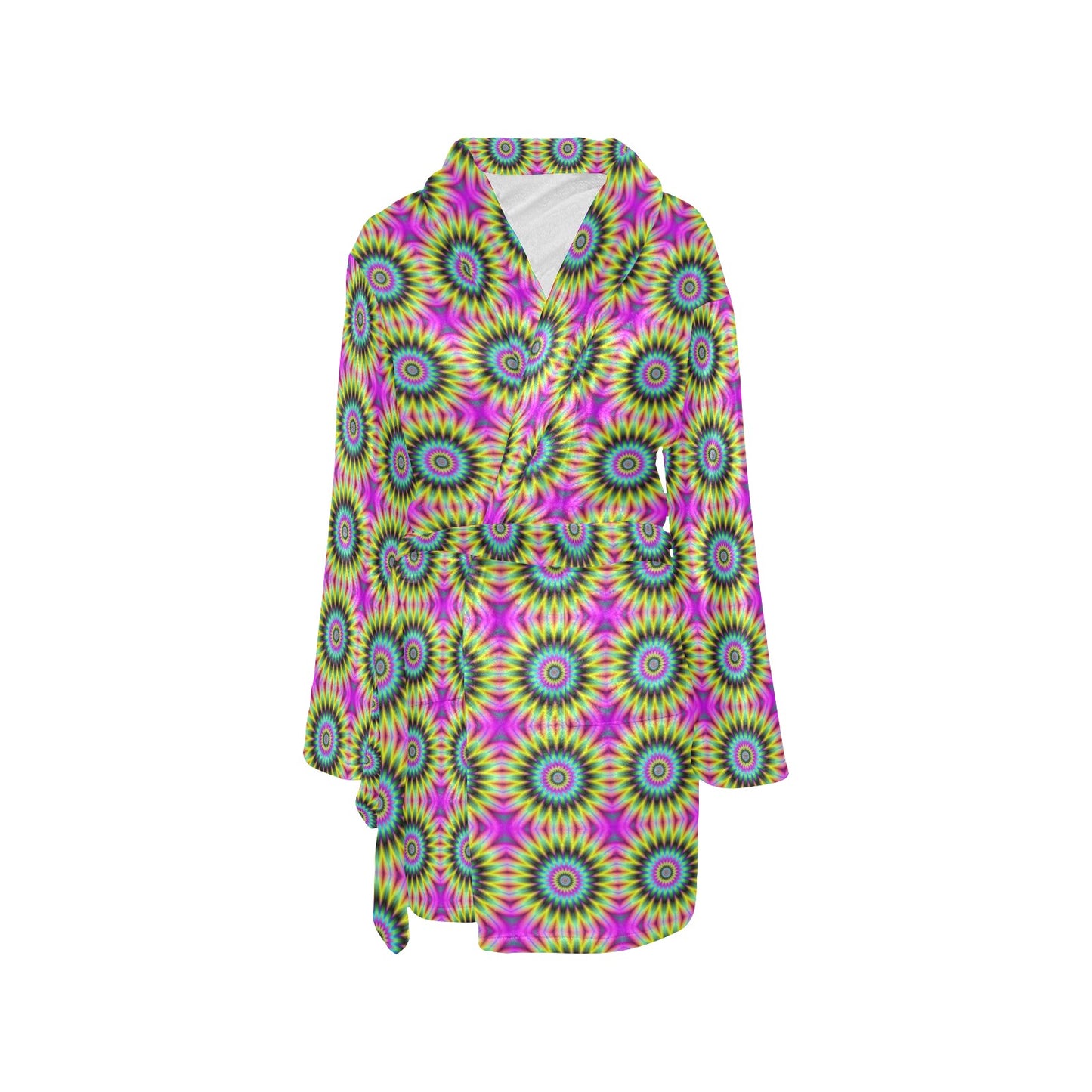 Optical illusion Flower Rainbow Style Women's Fleece Robe
