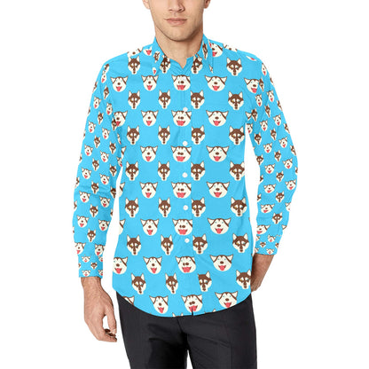Siberian Huskies Print Design LKS306 Men's Long Sleeve Dress Shirt