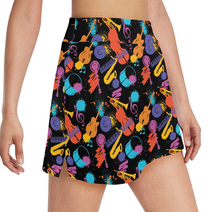 Saxophone Print Design LKS406 17" Golf & Pickleball Skort with Pockets