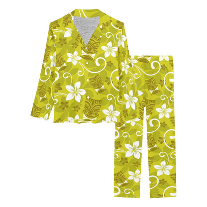Hawaiian Themed Pattern Print Design H019 Women's Long Pajama Set