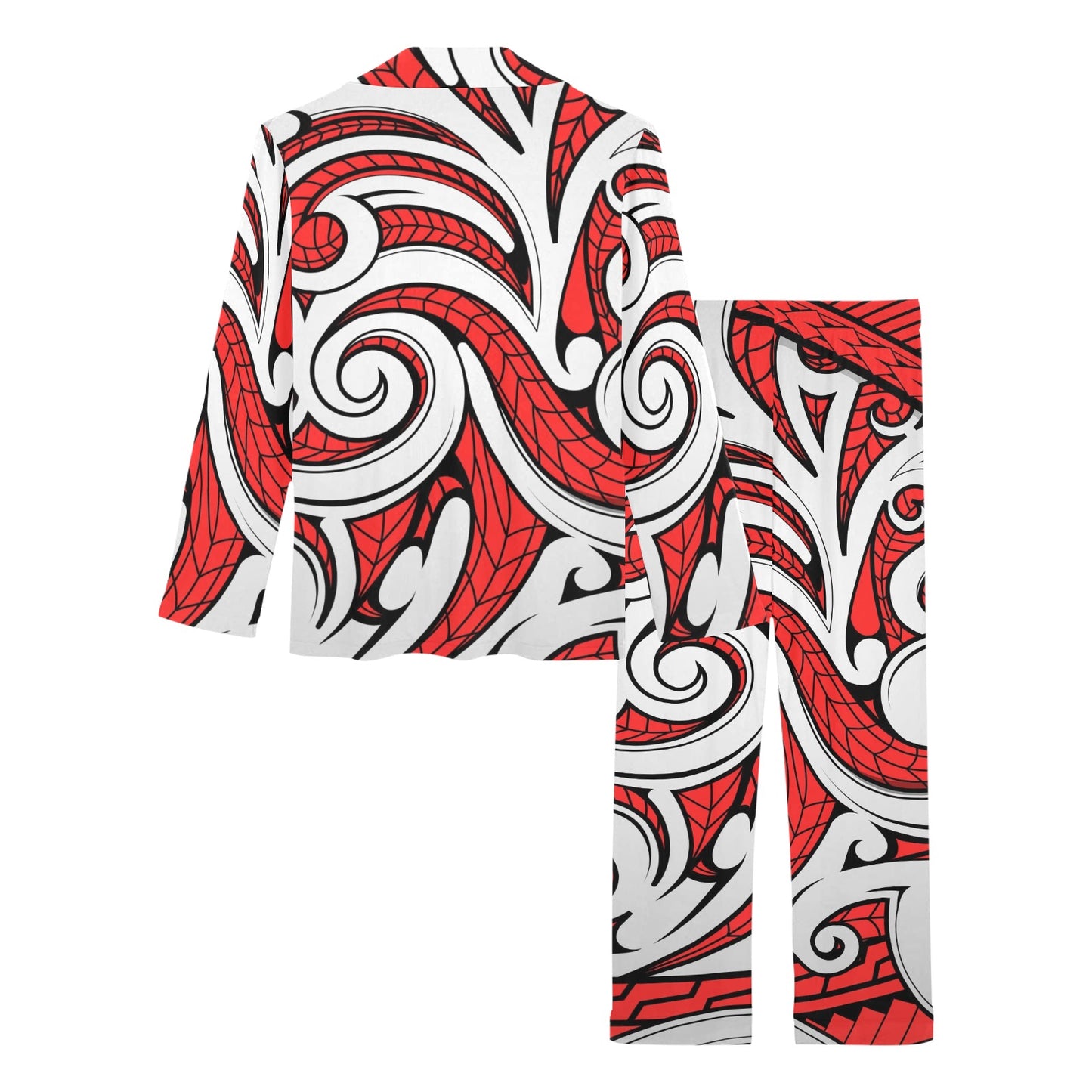Maori Polynesian Themed Design Print Women's Long Pajama Set