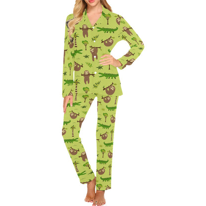 Alligator Pattern Print Design 04 Women's Long Pajama Set