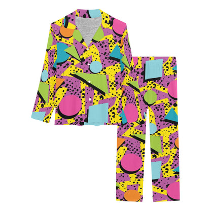 80s Pattern Print Design 1 Women's Long Pajama Set