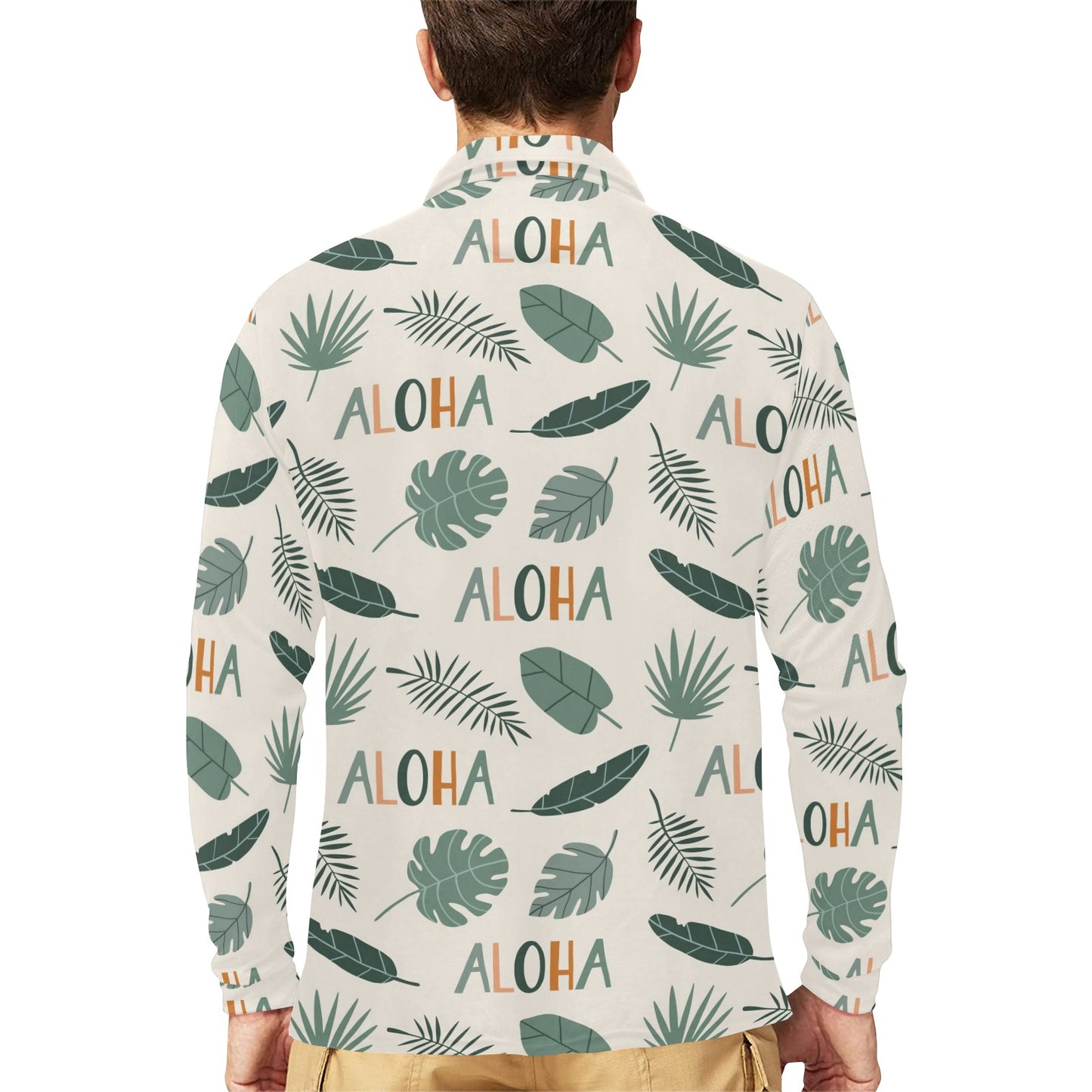 Aloha Hawaii Pattern Print Design 05 Long Sleeve Polo Shirt For Men's